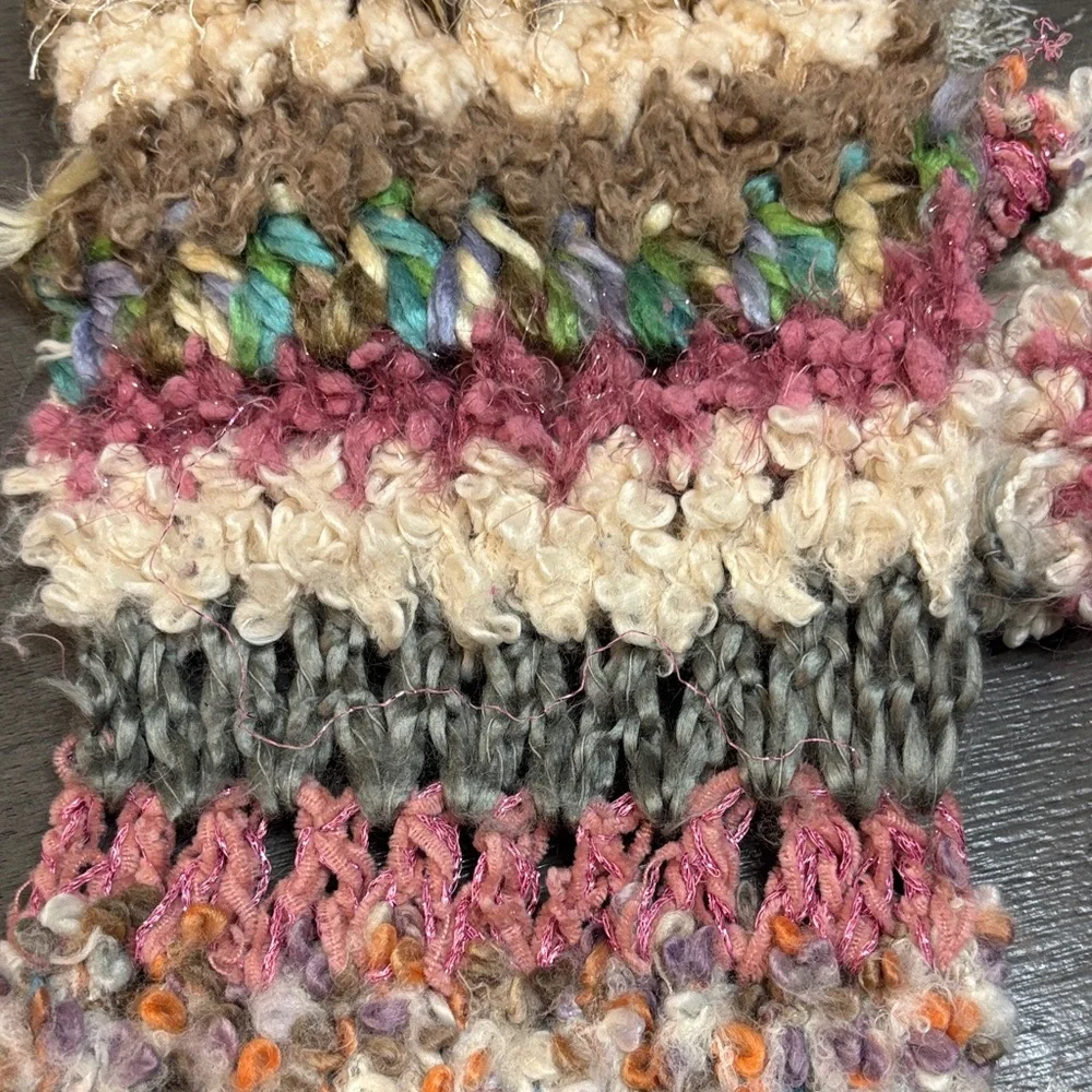 Scandi Girl Colorful Yarn Fringe Cozy Knit Winter Scarf Steve Madden One Size